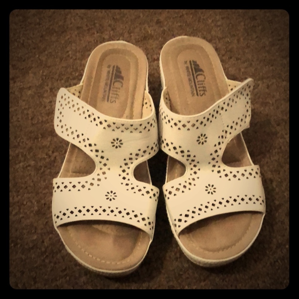 White comfortable wedges
